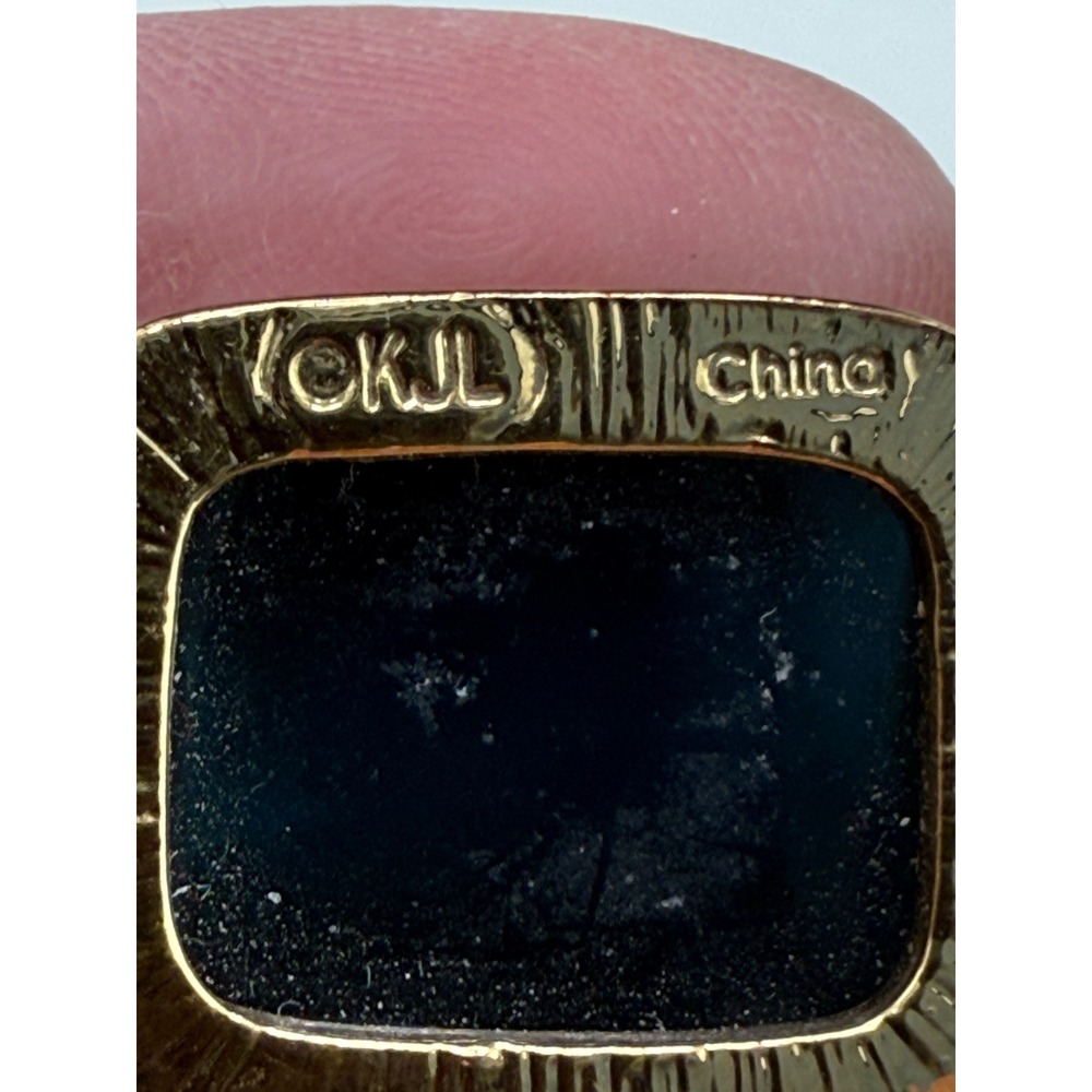 Kenneth Jay Lane Necklace Gold Tone Black Acrylic… - image 4